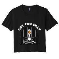 Funny Silly Goose Got Too Silly Goose In Jail Net Trapped Crop Top