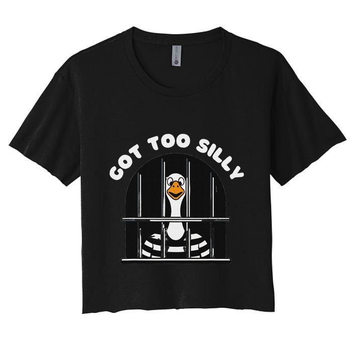 Funny Silly Goose Got Too Silly Goose In Jail Net Trapped Crop Top
