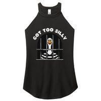 Funny Silly Goose Got Too Silly Goose In Jail Net Trapped Women's Perfect Tri Rocker Tank