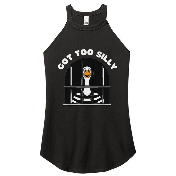 Funny Silly Goose Got Too Silly Goose In Jail Net Trapped Women's Perfect Tri Rocker Tank