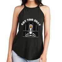 Funny Silly Goose Got Too Silly Goose In Jail Net Trapped Women's Perfect Tri Rocker Tank