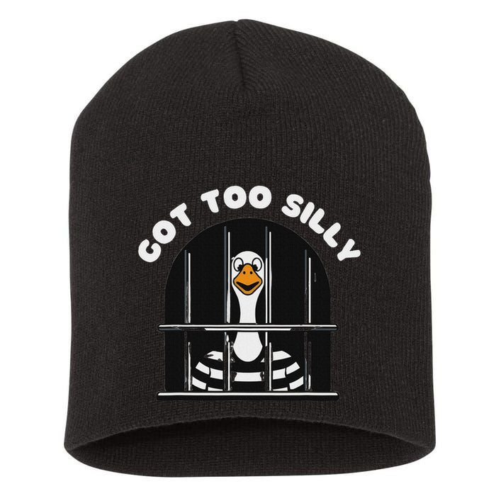 Funny Silly Goose Got Too Silly Goose In Jail Net Trapped Short Acrylic Beanie