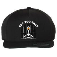 Funny Silly Goose Got Too Silly Goose In Jail Net Trapped Wool Snapback Cap