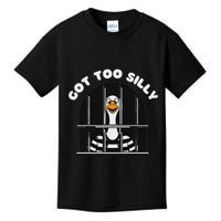 Funny Silly Goose Got Too Silly Goose In Jail Net Trapped Kids T-Shirt