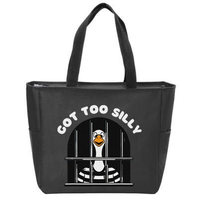Funny Silly Goose Got Too Silly Goose In Jail Net Trapped Zip Tote Bag