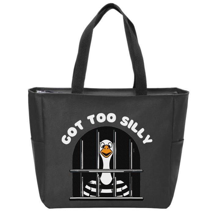 Funny Silly Goose Got Too Silly Goose In Jail Net Trapped Zip Tote Bag