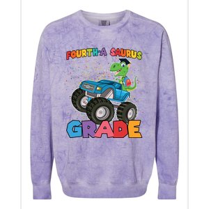 FourthA Saurus Grade 4Th Grade Gift Colorblast Crewneck Sweatshirt