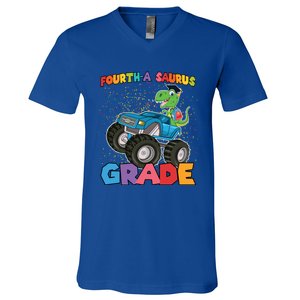 FourthA Saurus Grade 4Th Grade Gift V-Neck T-Shirt