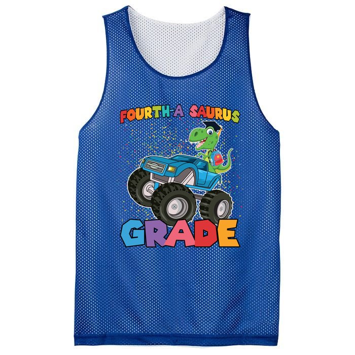 FourthA Saurus Grade 4Th Grade Gift Mesh Reversible Basketball Jersey Tank