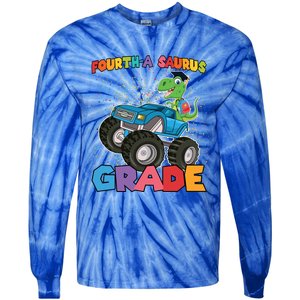 FourthA Saurus Grade 4Th Grade Gift Tie-Dye Long Sleeve Shirt