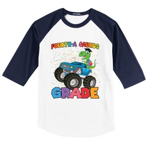 FourthA Saurus Grade 4Th Grade Gift Baseball Sleeve Shirt