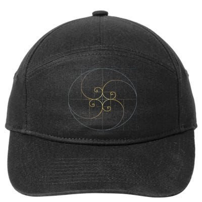 Fibonacci Spiral Golden Ratio Geometry Architecture 7-Panel Snapback Hat