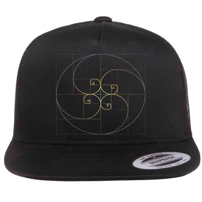Fibonacci Spiral Golden Ratio Geometry Architecture Flat Bill Trucker Hat