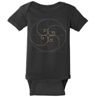 Fibonacci Spiral Golden Ratio Geometry Architecture Baby Bodysuit