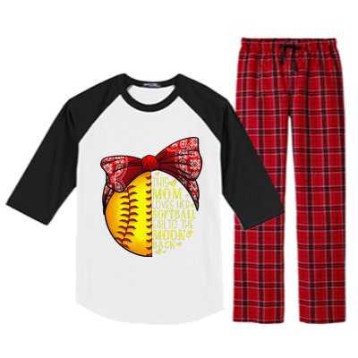 Funny Softball Gift Mom Women Pitcher Catchers Lovers Raglan Sleeve Pajama Set