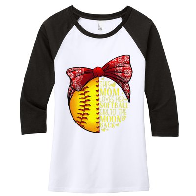 Funny Softball Gift Mom Women Pitcher Catchers Lovers Women's Tri-Blend 3/4-Sleeve Raglan Shirt