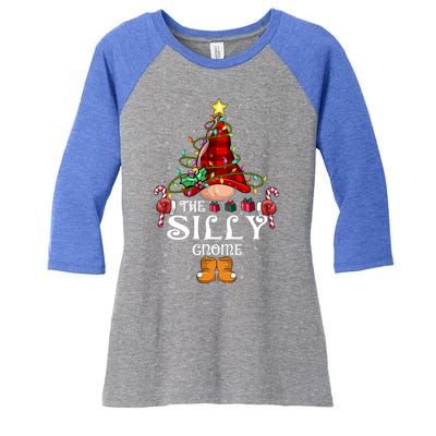 Funny Silly Gnome Christmas Gnome Matching Family Group Gift Women's Tri-Blend 3/4-Sleeve Raglan Shirt