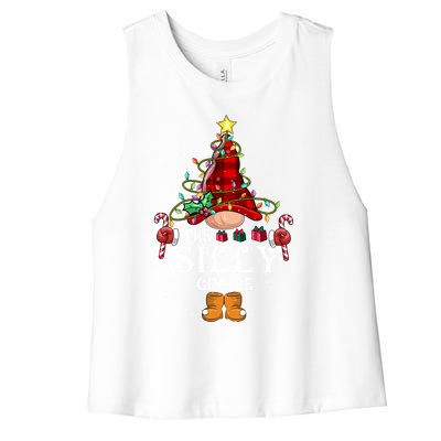 Funny Silly Gnome Christmas Gnome Matching Family Group Gift Women's Racerback Cropped Tank