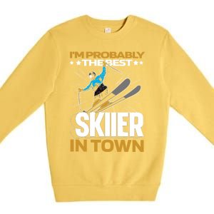 Funny Skier Gift Ski Winter Sports Skiing Gift Premium Crewneck Sweatshirt