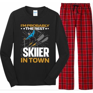 Funny Skier Gift Ski Winter Sports Skiing Gift Long Sleeve Pajama Set