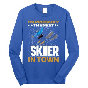 Funny Skier Gift Ski Winter Sports Skiing Gift Long Sleeve Shirt