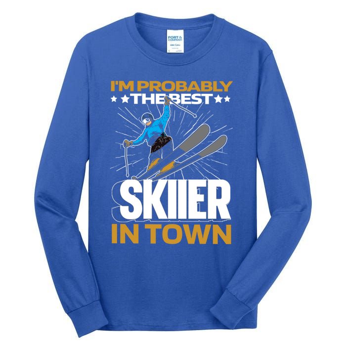 Funny Skier Gift Ski Winter Sports Skiing Gift Tall Long Sleeve T-Shirt