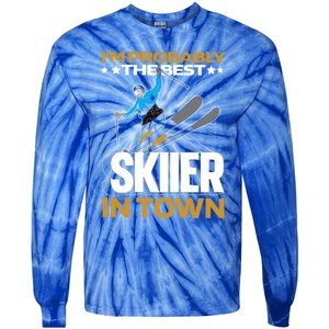 Funny Skier Gift Ski Winter Sports Skiing Gift Tie-Dye Long Sleeve Shirt