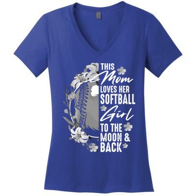 Funny Softball Gift Mom Pitcher Catcher Lovers Gift Women's V-Neck T-Shirt