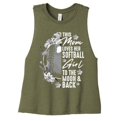 Funny Softball Gift Mom Pitcher Catcher Lovers Gift Women's Racerback Cropped Tank