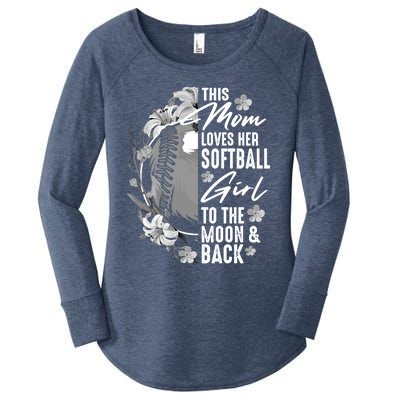 Funny Softball Gift Mom Pitcher Catcher Lovers Gift Women's Perfect Tri Tunic Long Sleeve Shirt