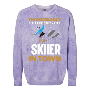 Funny Skier Gift Ski Winter Sports Skiing Funny Gift Colorblast Crewneck Sweatshirt