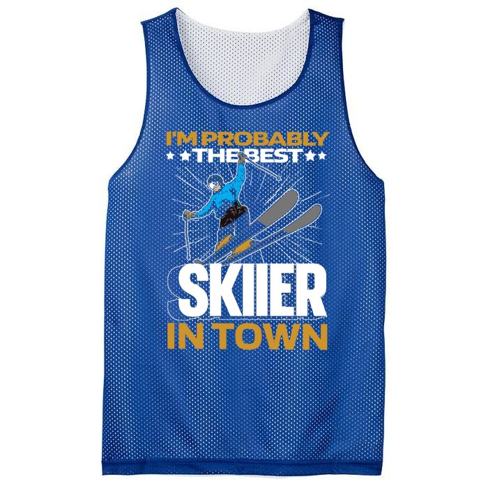 Funny Skier Gift Ski Winter Sports Skiing Funny Gift Mesh Reversible Basketball Jersey Tank