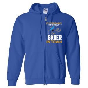 Funny Skier Gift Ski Winter Sports Skiing Funny Gift Full Zip Hoodie