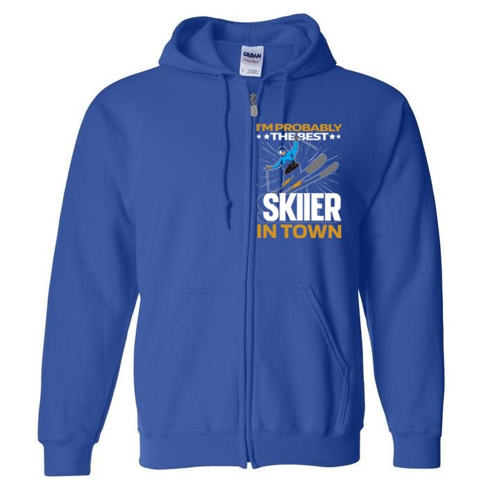 Funny Skier Gift Ski Winter Sports Skiing Funny Gift Full Zip Hoodie