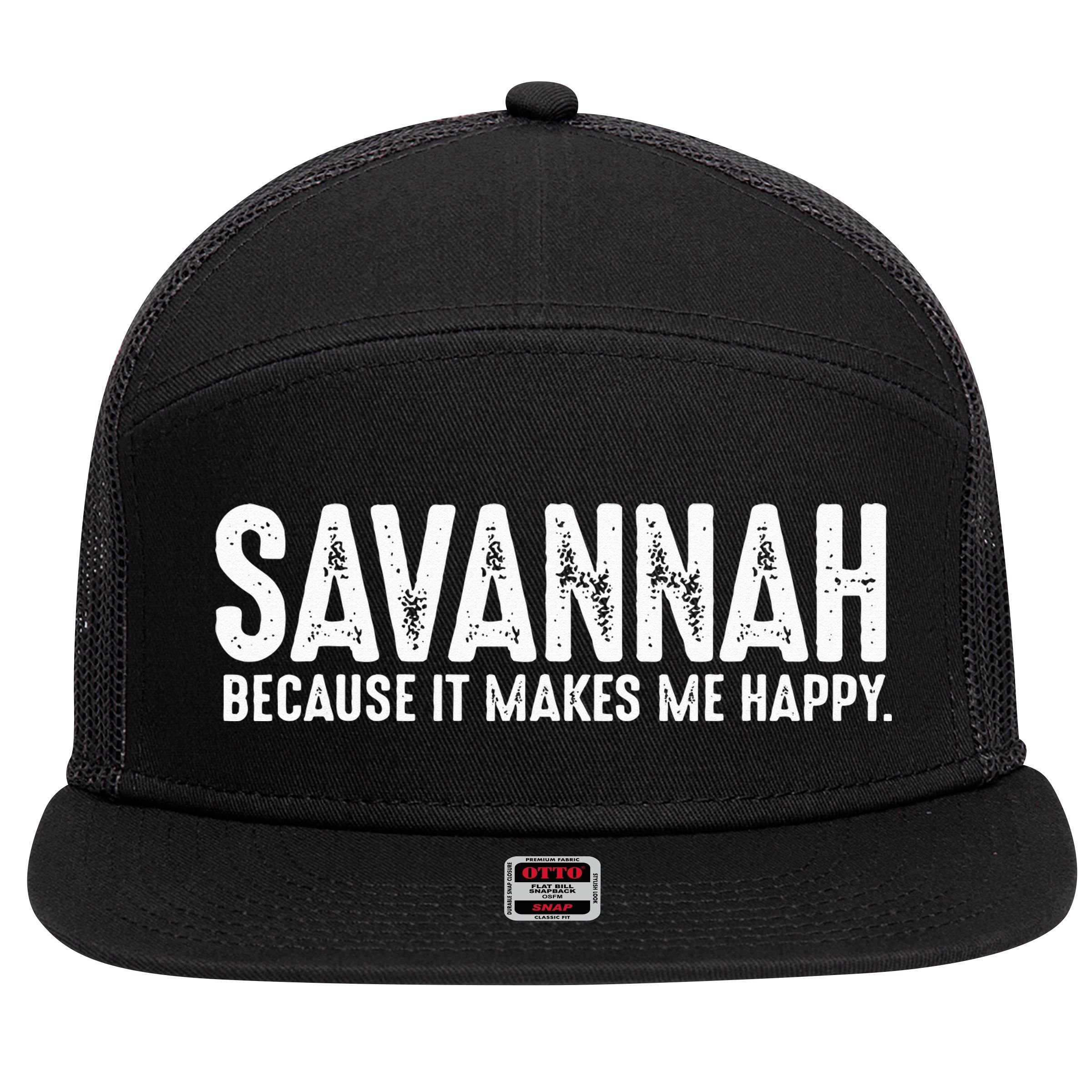 Funny Savannah Georgia Quote Proud US State Joke 7 Panel Mesh Trucker Snapback Hat