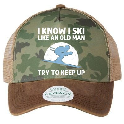 Funny Skiing Gift For Grandpa Skier Ski Winter Fun Sport Great Gift Legacy Tie Dye Trucker Hat