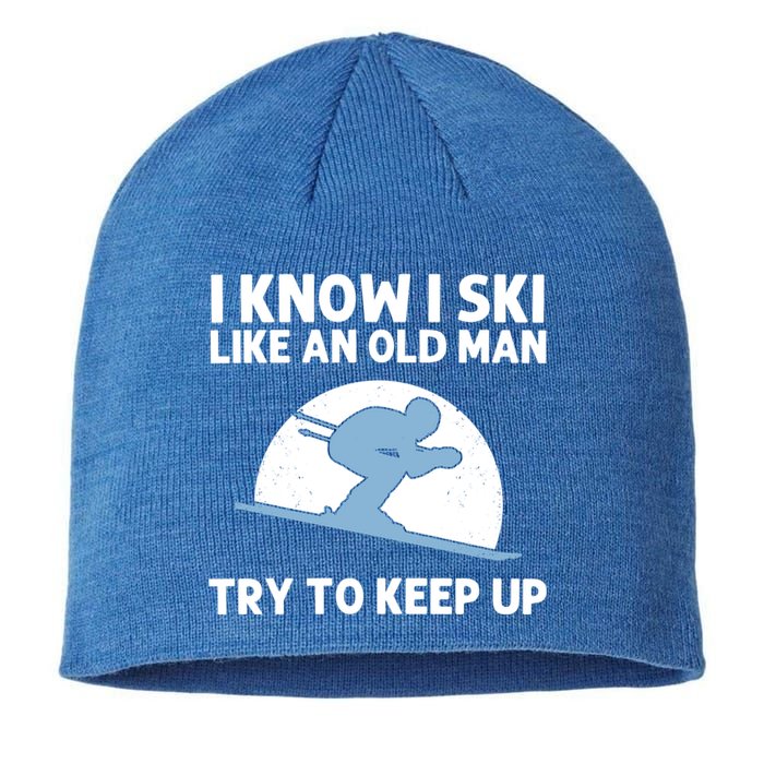 Funny Skiing Gift For Grandpa Skier Ski Winter Fun Sport Great Gift Sustainable Beanie