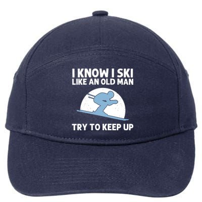 Funny Skiing Gift For Grandpa Skier Ski Winter Fun Sport Great Gift 7-Panel Snapback Hat