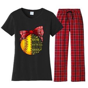 Funny Softball Gift Mom  Pitcher Catcher Lovers Women's Flannel Pajama Set