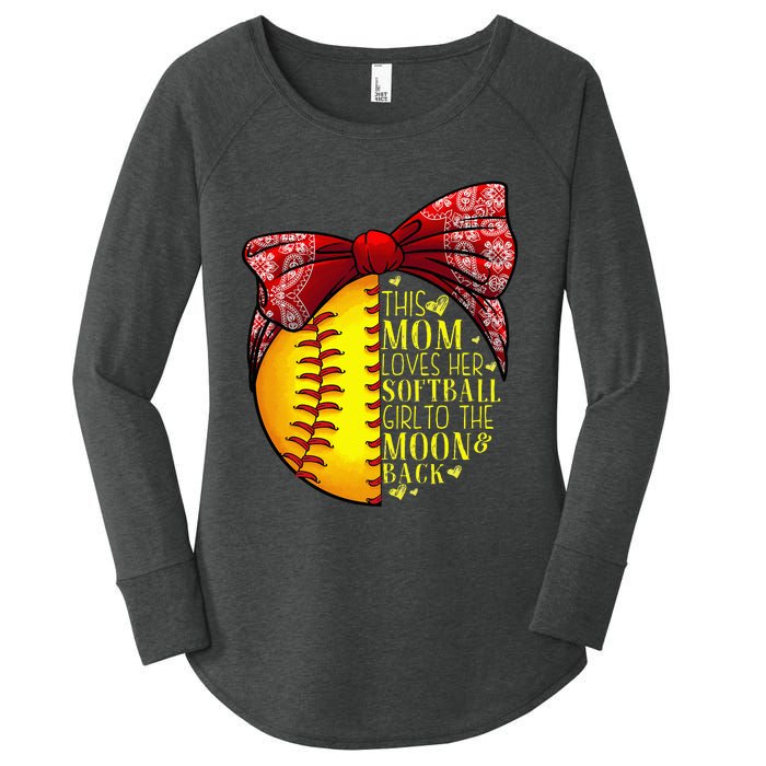 Funny Softball Gift Mom  Pitcher Catcher Lovers Women's Perfect Tri Tunic Long Sleeve Shirt