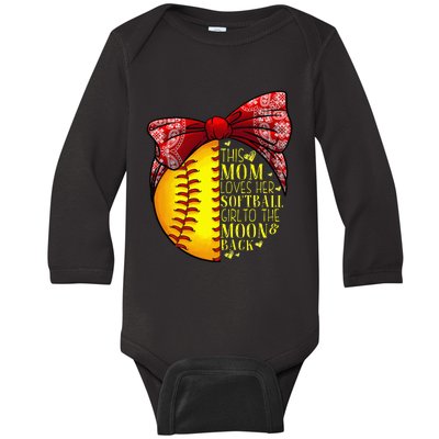 Funny Softball Gift Mom  Pitcher Catcher Lovers Baby Long Sleeve Bodysuit