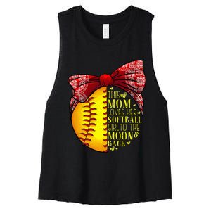 Funny Softball Gift Mom  Pitcher Catcher Lovers Women's Racerback Cropped Tank