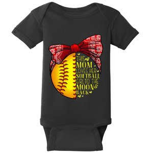 Funny Softball Gift Mom  Pitcher Catcher Lovers Baby Bodysuit