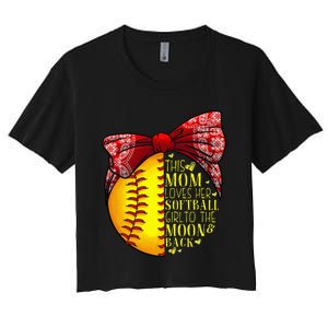 Funny Softball Gift Mom  Pitcher Catcher Lovers Women's Crop Top Tee