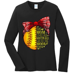 Funny Softball Gift Mom  Pitcher Catcher Lovers Ladies Long Sleeve Shirt