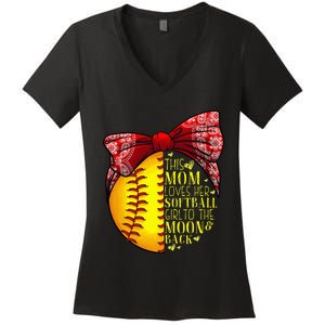 Funny Softball Gift Mom  Pitcher Catcher Lovers Women's V-Neck T-Shirt