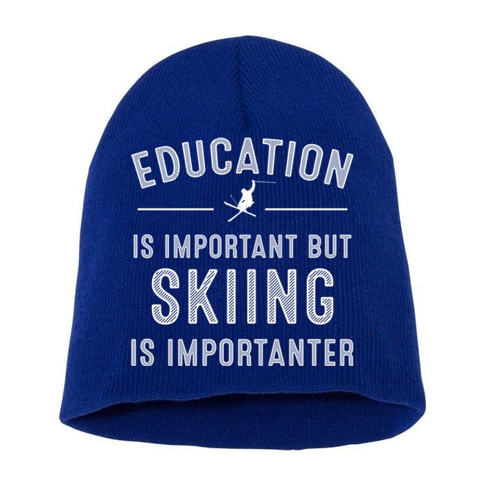 Funny Skiing Gift And Cool Ski Sports Lover Gift Short Acrylic Beanie