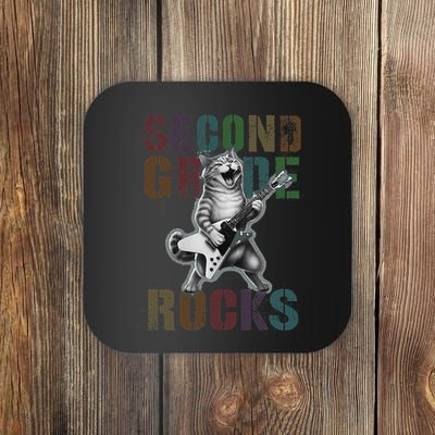 Fabulous Second Grade Rocks 2nd Grader Cat Graduating Squad Coaster