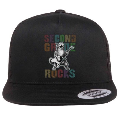 Fabulous Second Grade Rocks 2nd Grader Cat Graduating Squad Flat Bill Trucker Hat