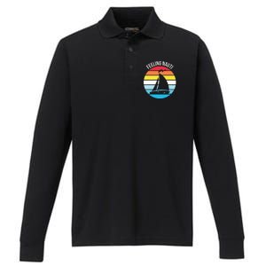 Funny Sailing Gift For Sailors 'Feeling Nauti' Boat Sunset Performance Long Sleeve Polo